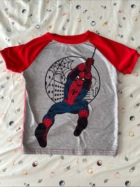 Spiderman Red and Gray Raglan Superhero Tee - Spiderman Brand